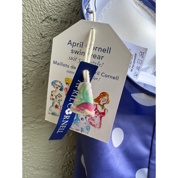 April Cornell NEW Retro Swimsuit Periwinkle Polka Dot Halter One Piece - Picture 6 of 9